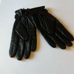 BARBOUR MENS LEATHER GLOVES 3M THINSULATE FLEECE LINED BLACK SIZE MEDIUM NWOT